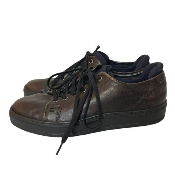 Matteo Sport Brown Leather & Neoprene Lined Lace Up Sneaker - Picture 3 of 8